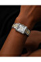 Roman Numeral Rectangular Case Silver Gold Metal Cord Women's Wristwatch - 2
