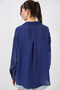 Women's Oversize Vertical Striped Viscose Navy Blue Shirt - 7