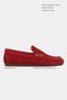 Jery Red Genuine Suede Leather Round Toe Flat Sole Women's Penny Loafer Shoes - 2