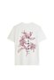 Women's Red Visual Flower Printed Crewneck T-Shirt - 4