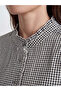 Lcw Grace Navy Blue High Collar Plaid Women's Shirt - 3