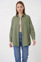 Women's Oversize Cut Basic Cotton Light Khaki Shirt - 4