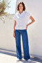 Women's Short Sleeve Striped White Shirt - 2