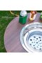 Portable Round Charcoal Grill Table Folding Legs Outdoor BBQ Tea Table - 6
