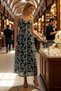 Women's Strappy V-Neck Embroidered Maxi Slip Dress 100% Cotton Woven Lined Daily Casual Modern