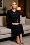Women's Double Breasted Cut Long Sleeve Jacket Collar Maxi Dress Buttoned Unlined Finike Woven Daily Casual - 3