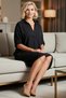 Women's Plus Size A-Line Mini Dress Shirt Collar Three Quarter Sleeve %100 Cotton Woven Comfortable Casual Modern - 3