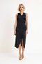 Women's Sleeveless Double Breasted Closure Satin Midi Dress Belt Detailed Elegant Woven Cut Daily Casual Modern - 4