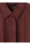 Özmarka New Season Burgundy Textured Oversize Women's Shirt - 6