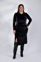 Women's Plus Size Dress with Side Ruffle Detail in Black - 2
