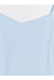 Blue V-Neck Drawstring Strap Gathered Crepe Dress - 7
