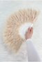 Large Size Cappuccino Feathered Bridal Fan, Wedding Henna Bridesmaid Bride Circumcision Gift, 1 Piece 30X50Cm - 3