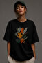 Abstract Leaf Pattern Printed Unisex Oversize T-Shirt – Cotton Crew Neck Casual T-Shirt