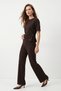 Coffee-Colored Tie-Dye Blouse and Pocketed Wide-Leg Glitter Pants Set 2893