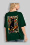 80 Cats for Cat Lovers Printed Green Oversize T-Shirt 100% Cotton Unisex Cat Lover Premium Design - 3