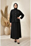 Waist-Tied Buttoned Tunic Skirt Double Set 0318-06 Black