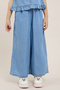 Washed Wide Leg Pants with Elastic Waist