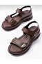 Brown Orthopedic Sole Velcro Women's Sandals - 2