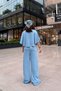 Set of 2 - Crew Neck Bat Sleeve Comfortable Fit Crop Blouse and Pleated Pants Modal Set - 8