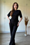 Waist Detailed Modal Fabric Trousers Black Set - 8