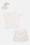 Toddlers Girl 3 Pieces Top With Shorts And Plush Toy Set, White - 3