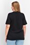 Women Crew Neck Short Sleeve Brand Logo Top, Black - 2