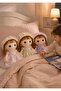 Rag Doll Plush Soft Stuffed Doll 70cm with Floral Dress, Lace Bonnet & Yarn Braids, Pink Yellow Purple - 3