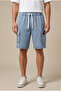 Knitted Denim Look Cargo Shorts With Contrast Draw Cord
