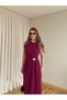 Burgundy Gold Buckle Long Dress - 8191 - 3