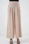 Women's High Waist Pleated Wide Leg Cream Palazzo Trousers - 3