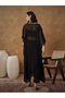 Black Embroidered Kaftan, Cami and Straight Pants Set - 6