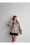 Women's Satin Double-Breasted Tie-Back Blouse with Buckle Detail 261006 - 2