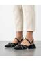 Women's Black Thick Heel Comfortable Fit Heeled Ballerina Shoes