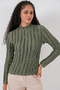 Women's Textured Stretchy Knitted Blouse 1444 - Khaki