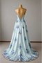 Floral Patterned Long Evening Dress Engagement Dress - 5