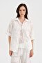 Women's Shirt with Complete Embroidery Detail and Foldable Sleeves Design - 2