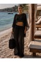 Tulle Pareo Set with Draped Sleeve Detail, Transparent - 2