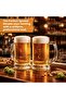 Beer Mugs Set of 6 for Men, 17 oz Beer Mugs for Freezer, Glass with Handle for Drinking, Pub Drinking Mugs, Stein Gift for Man (Mug Set of 6) - 6