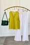 Double-Breasted Collar Sleeveless Blouse with Metal Accessories on the Front - 2