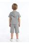 Boy's Gray Hooded Shirt & Shorts Set - 2