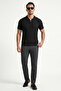 Black Polo Collar Half Zipper Knitwear Men's T-Shirt - 4