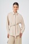 Women's Chiffon Double Suit with Ruffle Detail Beige 31342 - 3