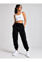 Women's Black Double Cargo Pocket Sweatpants Elastic Waist Casual Sweatpants