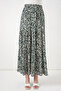 Women's Patterned Long Skirt 1468 - Emerald Green - 2