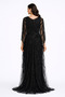 Black Beaded Sheer Evening Dress – Sparkly Prom Gown with Heavy Embellishment - 3