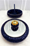 Navy Blue Authentic Fabric and Sequined Stone Mirrored Velvet, Henna Night Tray Basket Bridal Set, Wedding Ceremony