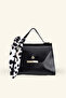 Women's Scarf-Tied Hand and Shoulder Bag - Black
