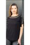 Black Blouse with Mesh Detail and Metal Accessories - 2