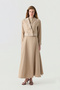 Double-Breasted Belt Detailed Flowy Beige Suit 1819