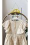 Beige Flowered Muslin Dress - 4